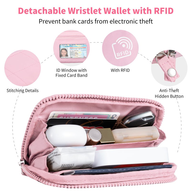 Tiostep Clip and Go Strap for Phone with Wallet Crossbody Phone Lanyard with Anti-Theft Zipper Pouch Detachable Quilted Wrist Wallet with RFID and ID Window for Daily Travel. - Image 4