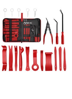 Excefore Auto Trim Removal Tool Kit, Auto Clip Pliers Fastener Terminal Remover Set, Car Panel Dash,Door, Radio Removal Installer Pry Tools Kit, Upholstery Removal Kit, with Storage Bag (19 Pcs Red)  - Image 1