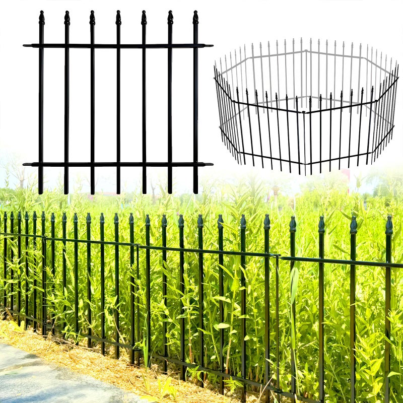 Thealyn Metal Decorative Garden Fence 24" Wide x 24" High (5 Panels, Total Length 10 feet), Metal Border Folding Fence, Landscape Fencing Dog Fence Pet Fence for Flower Bed, Yard, Animal Barrier - Image 2