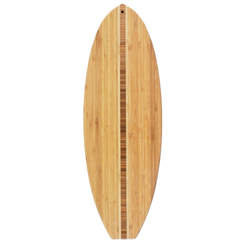 Totally Bamboo Surfboard Shaped Bamboo Wood Cutting Board and Charcuterie Serving Board, 23" x 7-1/2" - Image 1