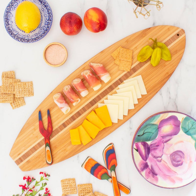Totally Bamboo Surfboard Shaped Bamboo Wood Cutting Board and Charcuterie Serving Board, 23" x 7-1/2" - Image 2