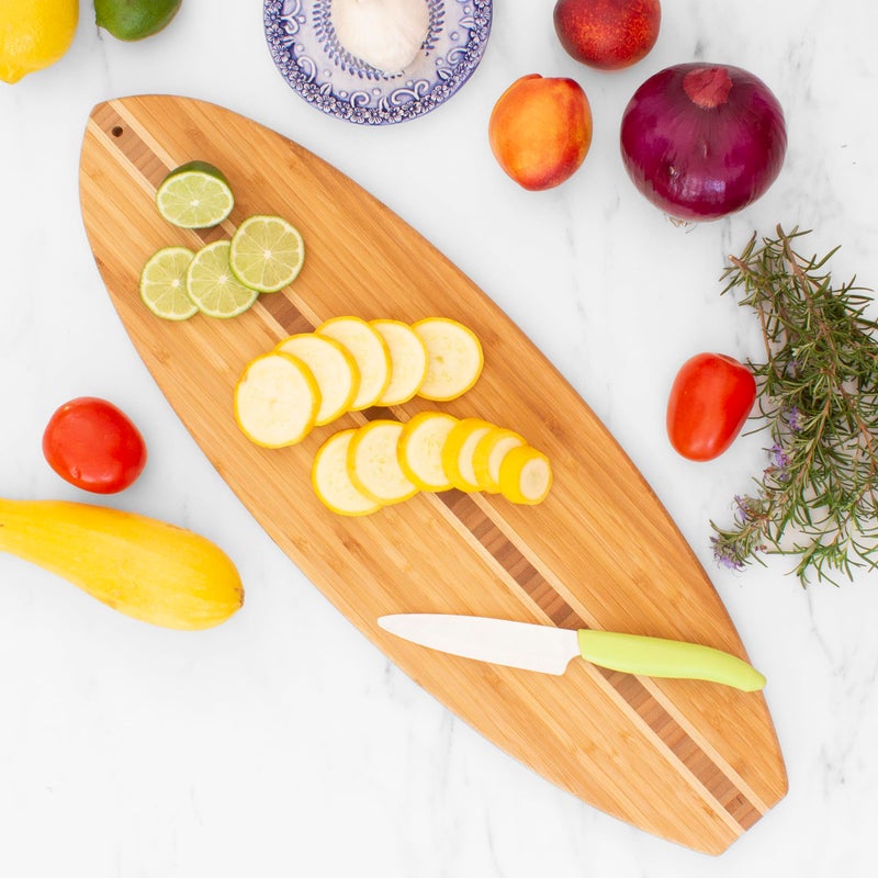 Totally Bamboo Surfboard Shaped Bamboo Wood Cutting Board and Charcuterie Serving Board, 23" x 7-1/2" - Image 4