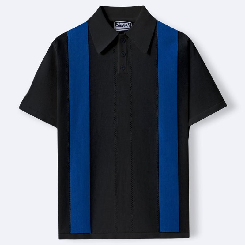 Men's Summer Knitted Slim Fit Contrast Stripe Business Polo Shirt - Image 4
