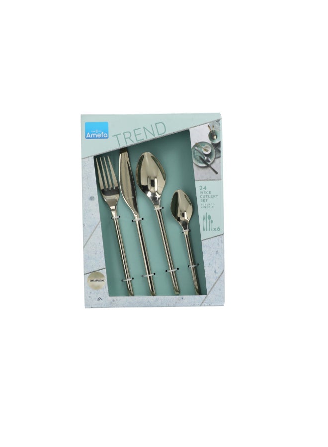Amefa 24-Piece Odense Trend Elegant Cutlery Set Silver 29.5 x 21 x 48 cm 6100ZVTX24C40