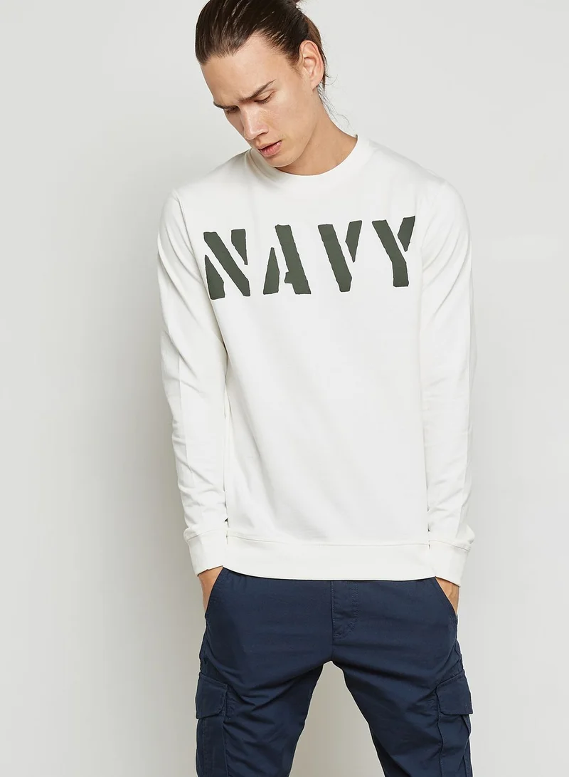 Only & Sons Ted Navy Seal Print Sweatshirt