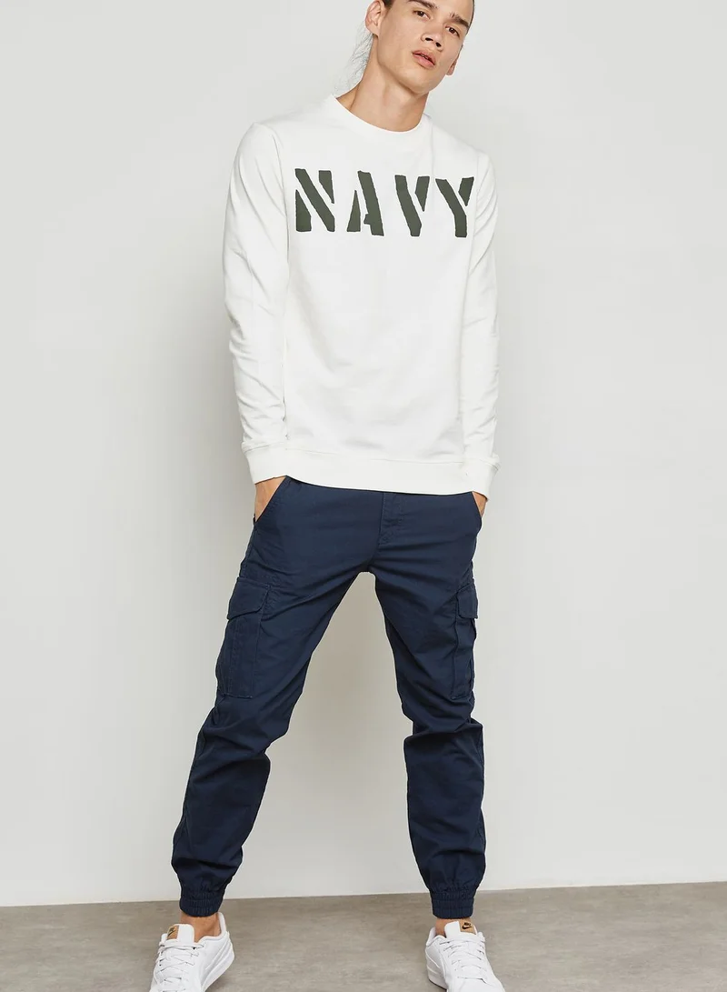 Only & Sons Ted Navy Seal Print Sweatshirt