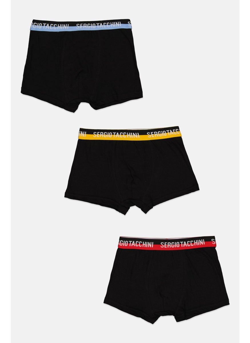 Sergio Tacchini - Kids Boy 3 Pieces Brand Logo Boxers, Black Combo - Image 1