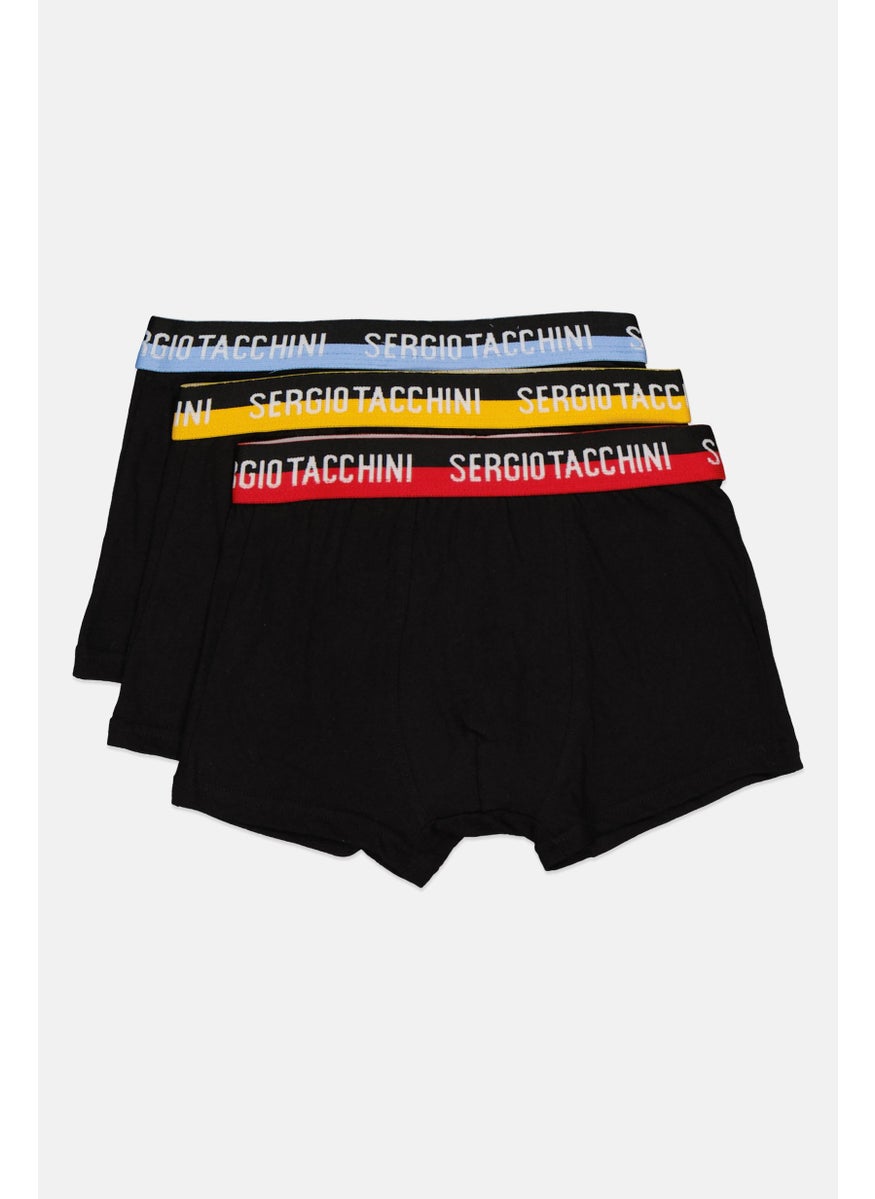 Sergio Tacchini - Kids Boy 3 Pieces Brand Logo Boxers, Black Combo - Image 1