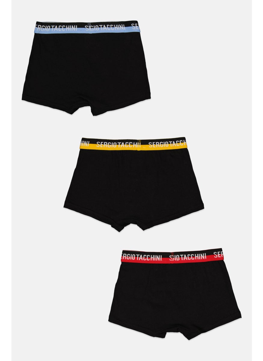 Sergio Tacchini - Kids Boy 3 Pieces Brand Logo Boxers, Black Combo - Image 1