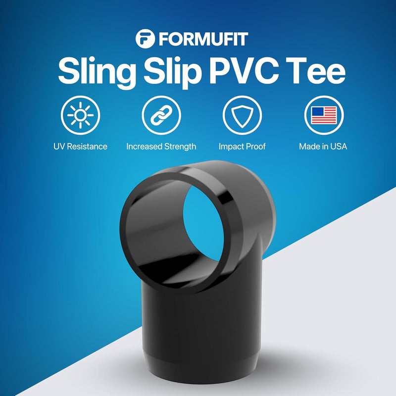 FORMUFIT F114STE-BK-4 Slip Tee PVC Fitting, Furniture Grade, 1-1/4" Size, Black (Pack of 4) - Image 2
