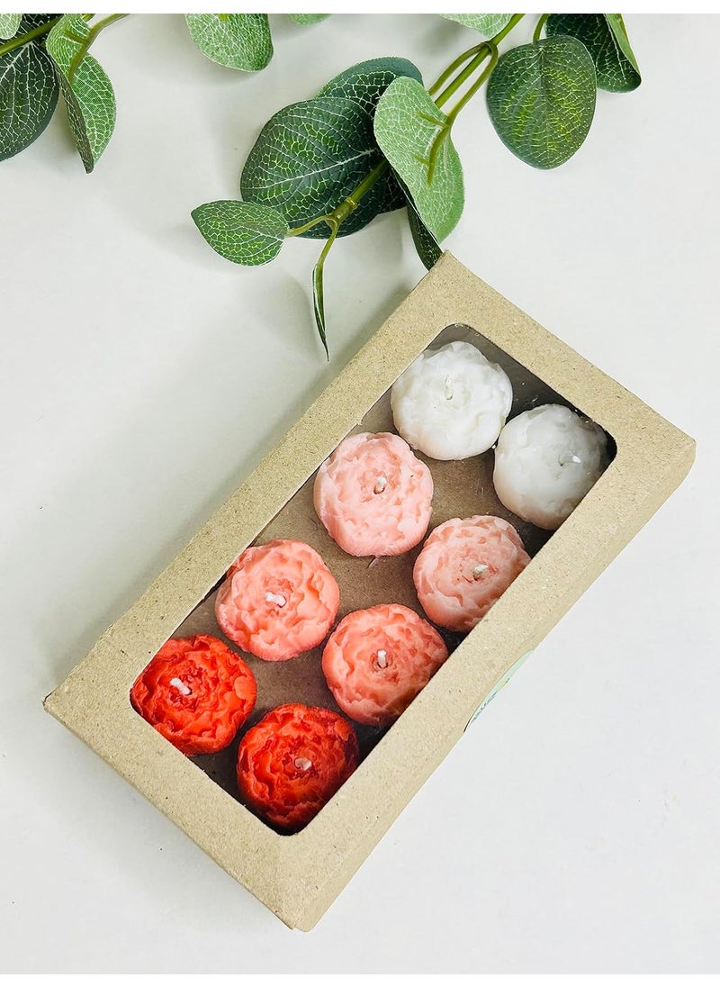 Yellow Petal Peony Bud Candles Small Size Flower Soy Scented Candles Rose Scented 18 GMS Each Set of 8 Peach Ombre 