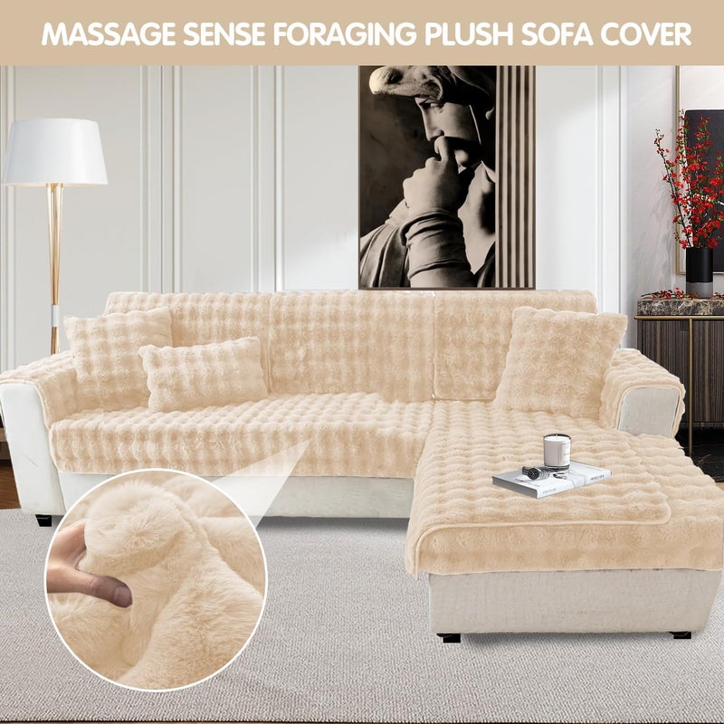 LINGKY Thick Rabbit Plush Sofa Cover - Image 5