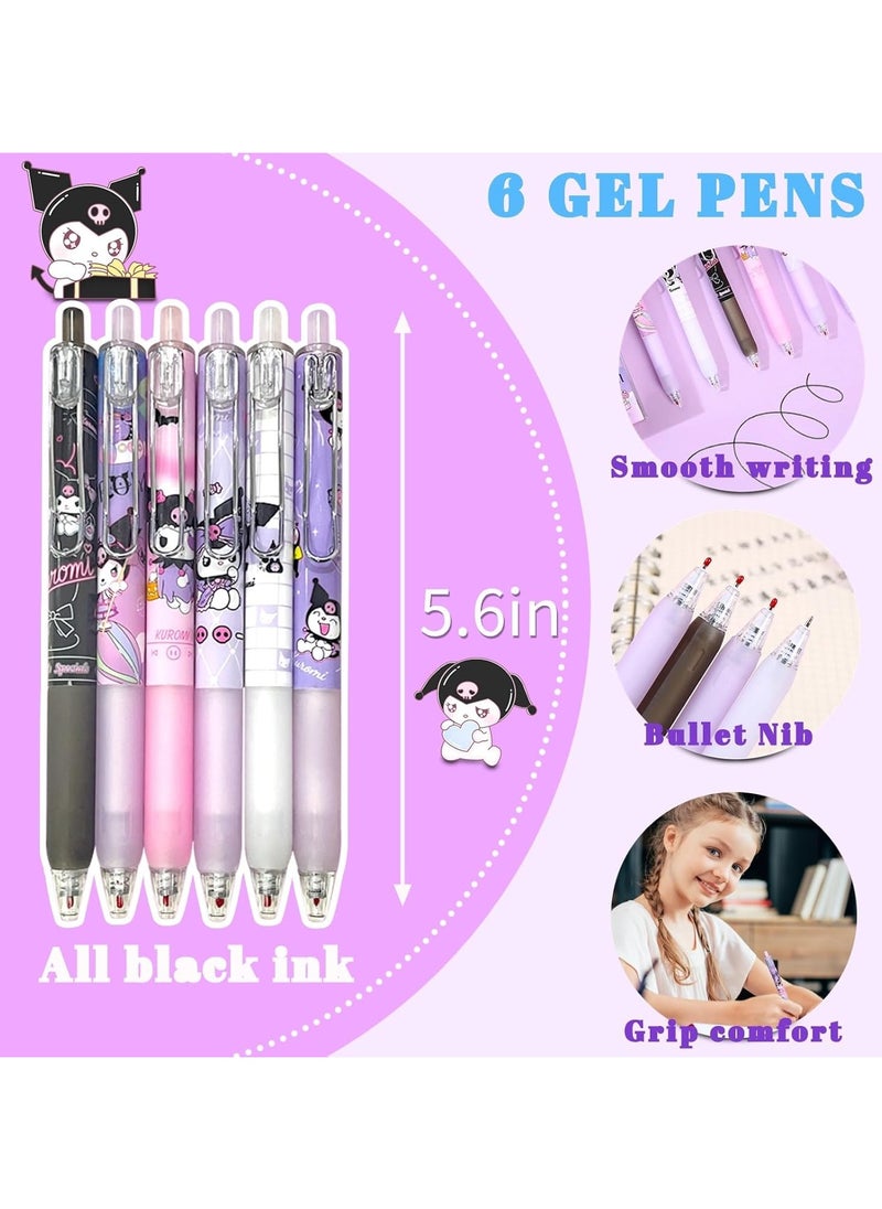 General - Kuromi School Supplies Set Cute Stationery Gift Set kawaii Back to School Includes A5 Notebook Pencil Case Pen, Stickers, ID Badge Holders, Ruler Eraser, Perfect Birthday Gift for Kids - Image 1