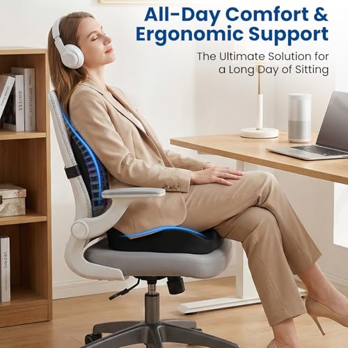 Hsypti Seat Cushion Lumbar Support Pillow for Office Chair X Large Memory Foam Chair Cushions for Sciatica Tailbone Pain Relief Coccyx Pad for Wheelchair Car Home Office Desk - Image 3