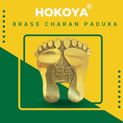 HOKOYA Brass Laxmi Charan Paduka for Door Entrance | Golden Lakshmi Ji Footprints | Vastu Good Luck Symbol | Main Door & Wall Decor | Home Decoration | Includes Adhesive Pads | No Drilling - Image 5