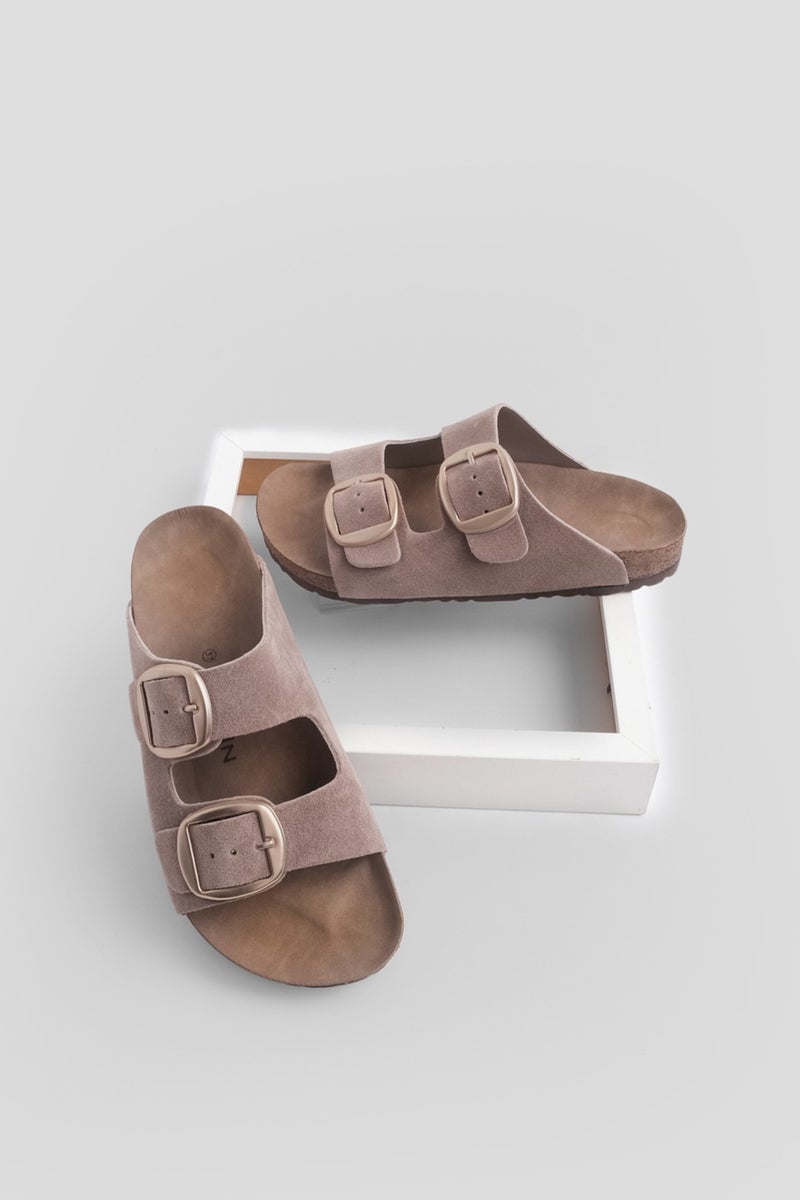 MARJIN Margin Women's Leather Daily Slippers Double Banded Slippers Eva Sole Poly  - Image 1
