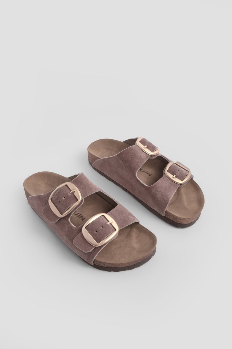 MARJIN Margin Women's Leather Daily Slippers Double Banded Slippers Eva Sole Poly  - Image 5