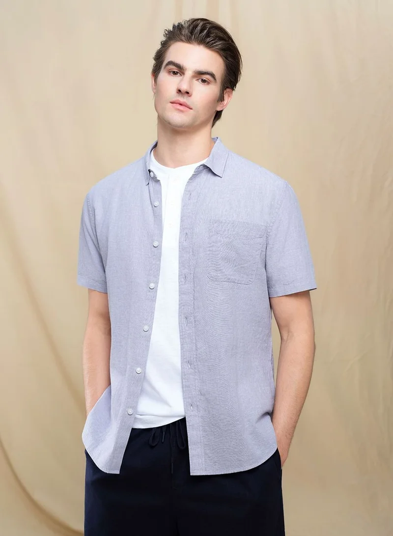 Men's Slim Linen Cotton Short-Sleeve Shirt