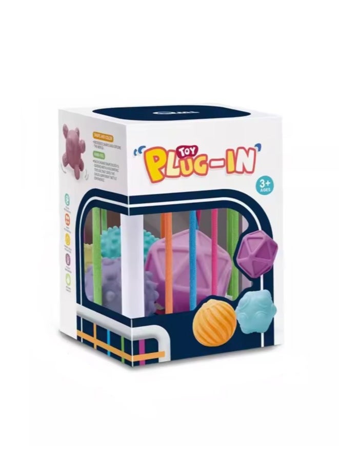 QML Sensory Shape Sorting Toy with Rubber Bands: Develops tactile perception in young children with 6 colorful multi-sensory shape pieces. Versatile developmental toy, perfect for birthdays or any holiday.  - Image 1