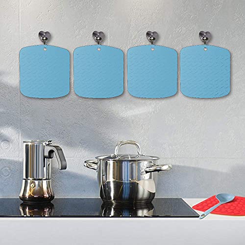 Baskety Silicone Trivet Pot Mat for Counter-top Trivets Pads Heat Resistant Table Placemats Jar Opener, Spoon Holder, Gripper Pad and Place-mats (Blue, Pack of 4) - Image 5