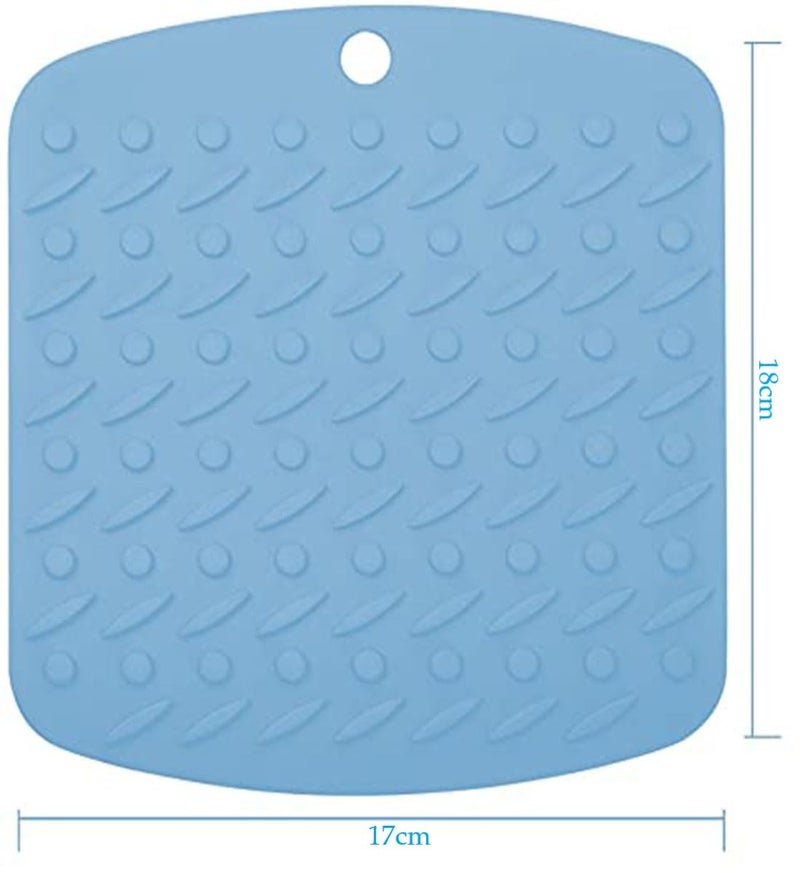 Baskety Silicone Trivet Pot Mat for Counter-top Trivets Pads Heat Resistant Table Placemats Jar Opener, Spoon Holder, Gripper Pad and Place-mats (Blue, Pack of 4) - Image 2