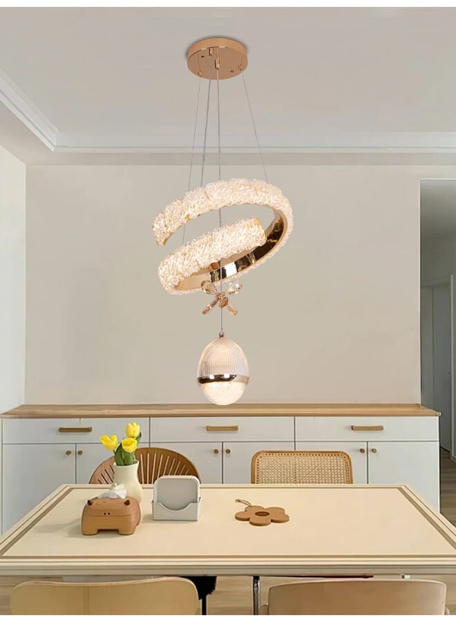 بيست باور ثريا سقف LED موديل 9883 – بقوة 40 واط، قطر 30 سم، تصميم حلزوني بالكريستال، تعليق قابل للتعديل حتى 100 سم – مثالية لغرف الطعام والمعيشة والنوم - Image 1