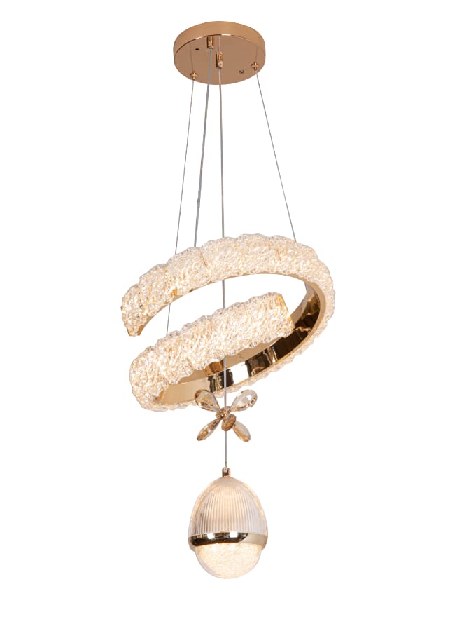 بيست باور ثريا سقف LED موديل 9883 – بقوة 40 واط، قطر 30 سم، تصميم حلزوني بالكريستال، تعليق قابل للتعديل حتى 100 سم – مثالية لغرف الطعام والمعيشة والنوم - Image 2