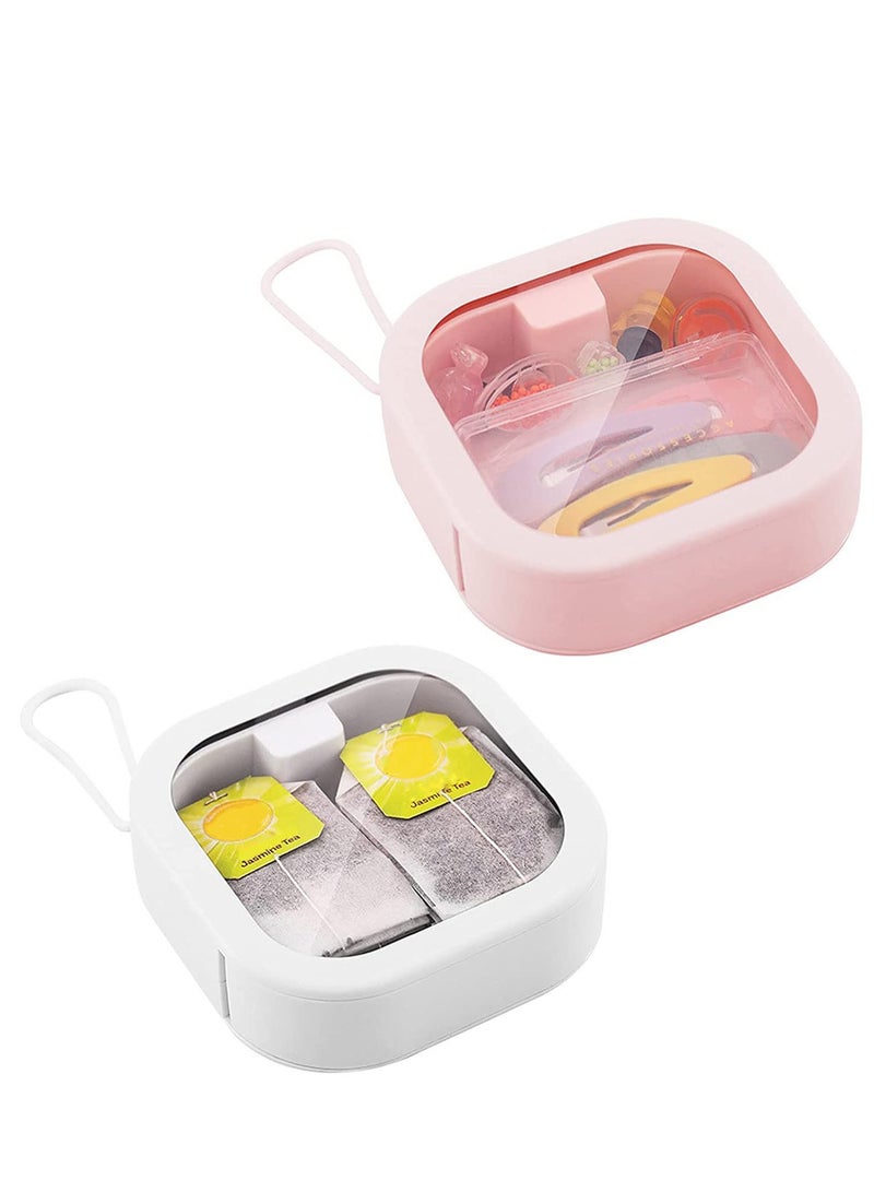 2Pcs Hair Tie Organizer Portable Travel Earphone Hairpin Holder Multi-functional Cotton Swab Box Storage Box Hair Accessory Storage Hung Hairpin Small Article Organizer on Desktop - Image 1