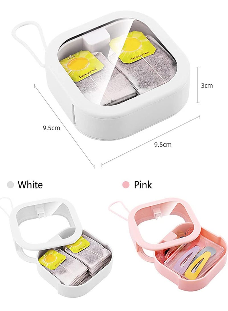 2Pcs Hair Tie Organizer Portable Travel Earphone Hairpin Holder Multi-functional Cotton Swab Box Storage Box Hair Accessory Storage Hung Hairpin Small Article Organizer on Desktop - Image 2