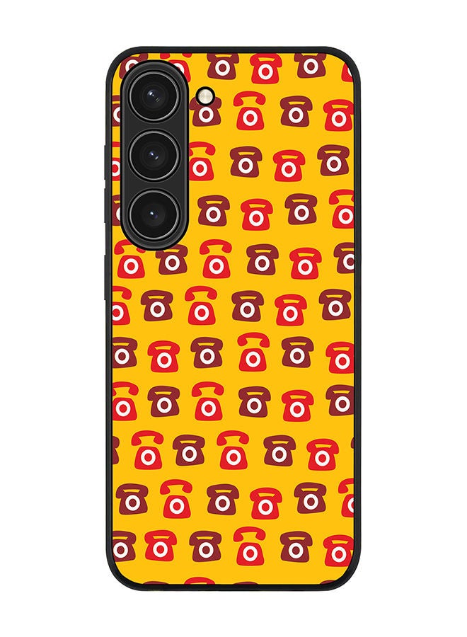 Stylizedd Rugged Black edge case for Samsung Galaxy S23 5G Slim fit Soft Case Flexible Rubber Edges Anti Drop TPU Gel Thin Cover - Red Ringing Telephone - Image 1