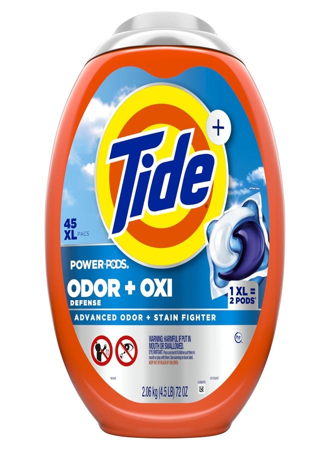 Tide تايد ألترا أوكسي باور بودز مع مزيلات الروائح، أكياس مسحوق الغسيل، متوافقة مع الغسالات عالية الكفاءة، تعمل على الأوساخ المرئية وغير المرئية، 45 كيس - Image 4