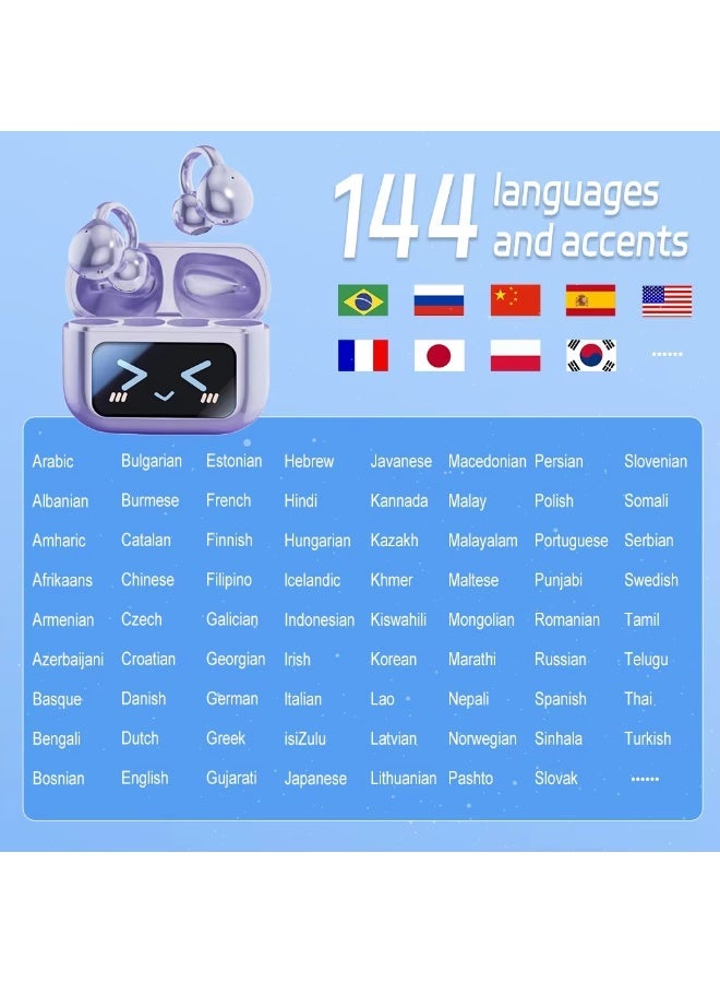 جليرو سماعات أذن لاسلكية بلوتوث جديدة لعام 2026 بشاشة لمس، تدعم 144 لغة، ترجمة فورية بتقنية الذكاء الاصطناعي، صوت عالي الدقة، سماعات أذن لاسلكية بمشبك، مثالية للألعاب الرياضية (أسود) - Image 3
