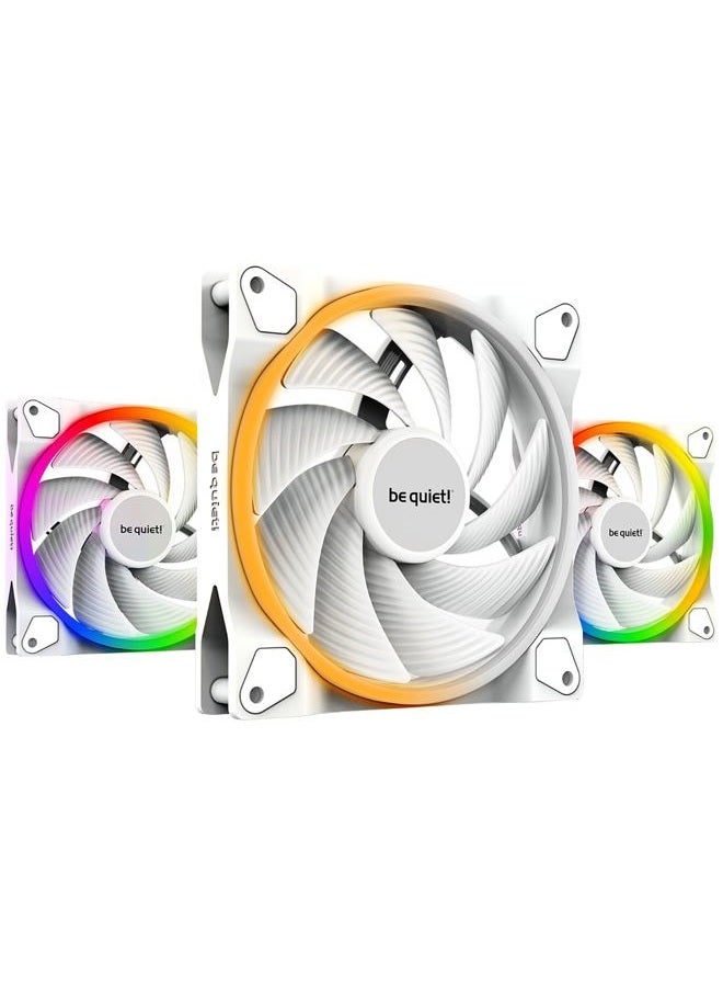 be quiet! Light Wings White 140mm PWM high-Speed Triple Pack, Premium ARGB Cooling Fan, 4-Pin - BL103 - Image 1