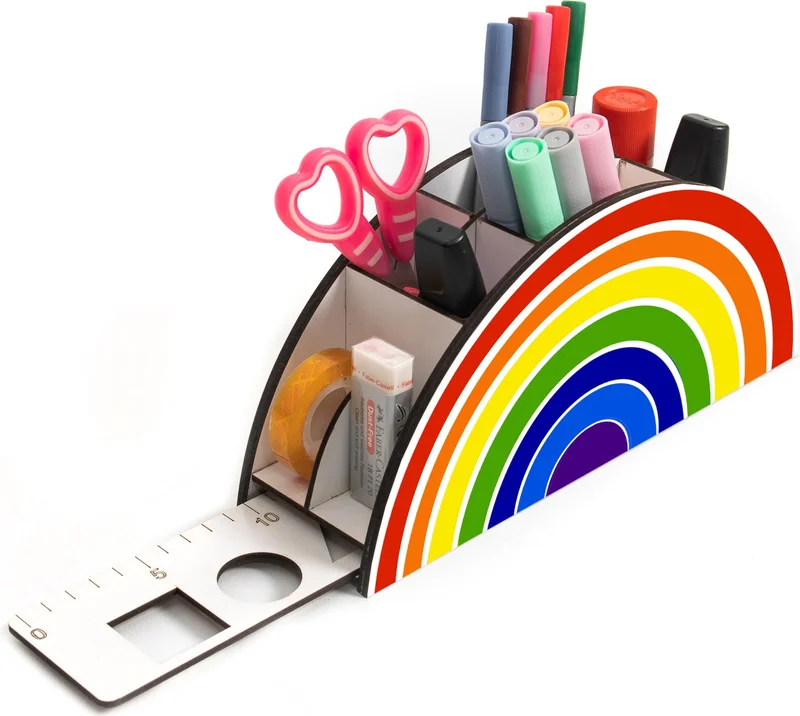 نوتبا Wooden Vip Rainbow Ruler Desktop Pen Holder Box Organizer For Kids vip1