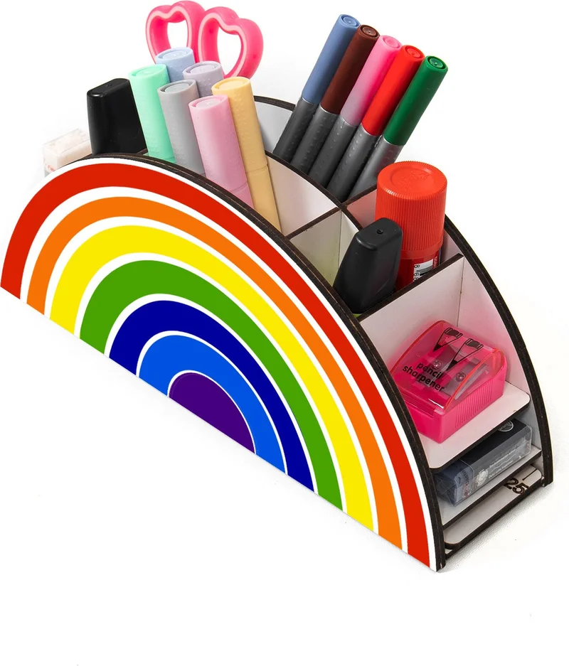 نوتبا Wooden Vip Rainbow Ruler Desktop Pen Holder Box Organizer For Kids vip1