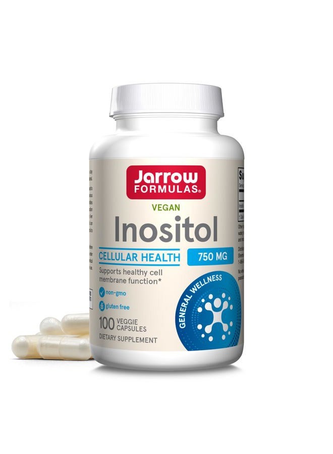 jarrow formulas Inositol 750 mg, Dietary Supplement, Liver Support for Cellular Health and General Wellness, 100 Veggie Capsules, Up to a 100 Day Supply - Image 1