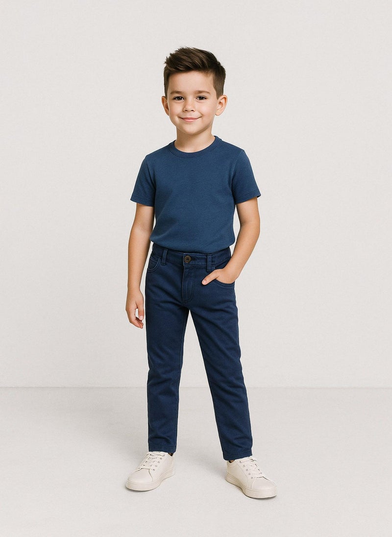 MINOTI Kids' Twill Trousers with Turned-Up Cuffs and Classic Fit - Image 1