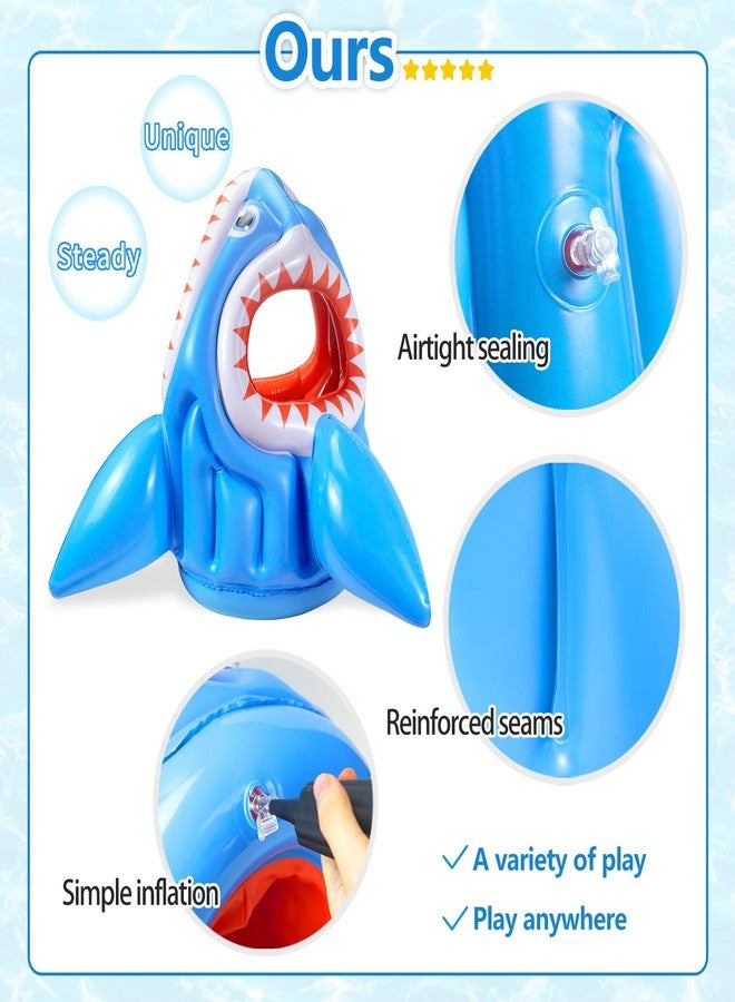 Bloolilies Inflatable Shark Toys, Swimming Pool Games 3-in-1 Shark Basketball & Football & Head Hoop Pool Toys, Outdoor Summer Beach Family Party Water Games Birthday Easter Gifts for Kids Toddlers - Image 4