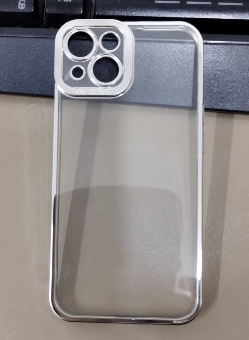 HuHa iPhone 14 Plus Cover Electroplating High Transparent For iPhone 14 Plus Case Cover Silver 