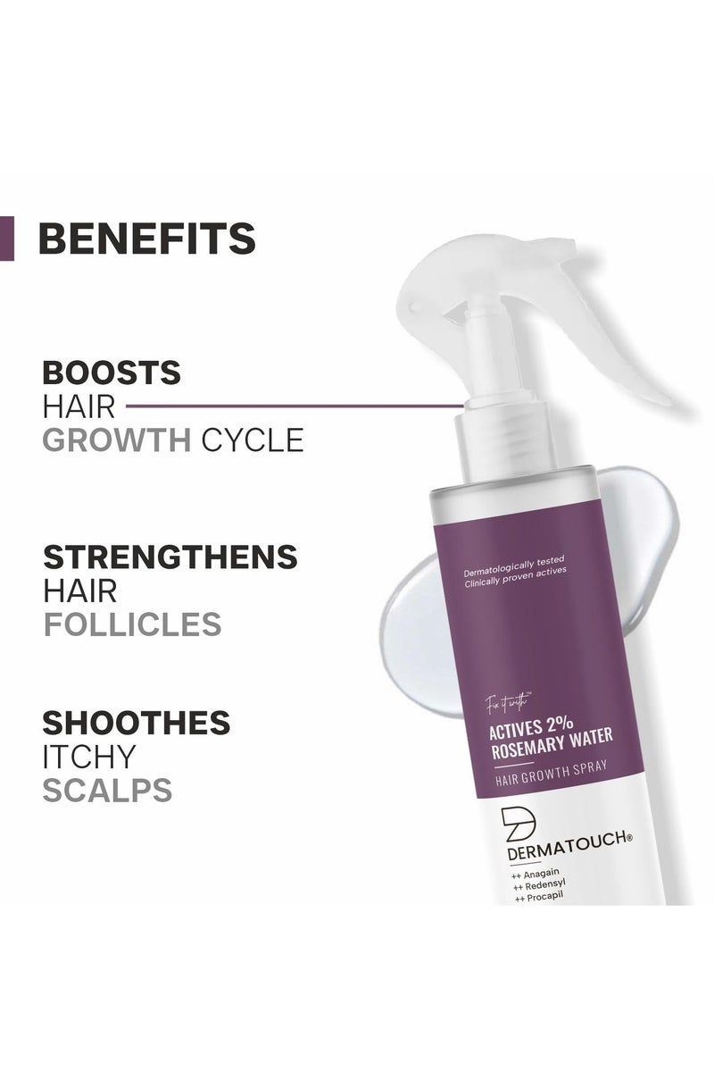 DERMATOUCH Rosemary Water Spray For Hair Growth (100 ml) | Advance 2% Actives Rosemary, Redensyl, Anagain + Procapil Hair Spray Mist for Hair Fall Control, Stimulates Hair Growth, Adds Shine , Strengthens Hair - Image 3
