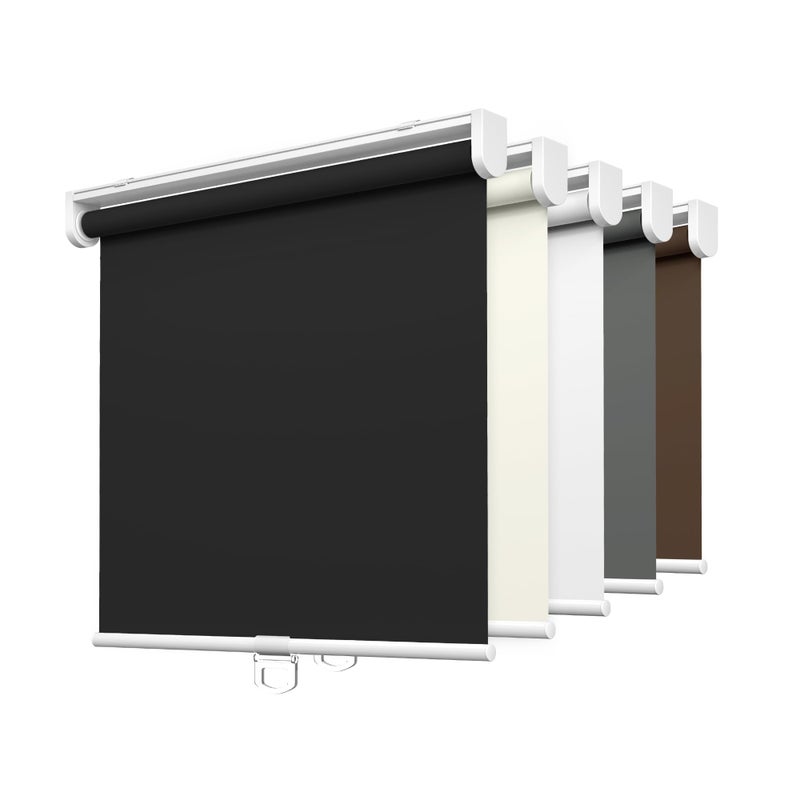 LazBlinds No Tools No Drill Cordless Roller Shades 100 Blackout Roller Blinds for Windows Thermal Insulated UV Protection Waterproof Roll Up Window Blinds and Shades 22 W x 72 H Black