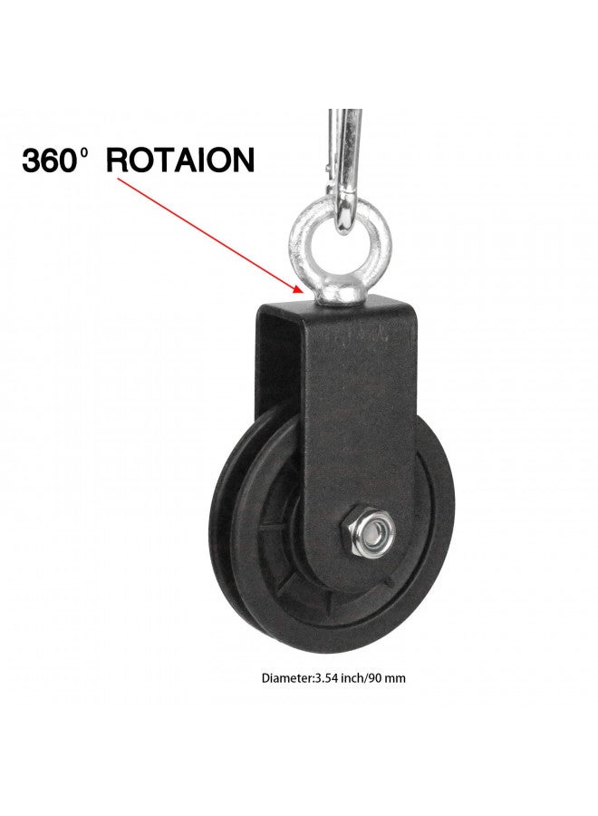 LFJ LFJ 3.54 in/90 mm Cable Pulley 360 Degree Rotation Traction Wheel for LAT Pulley System DIY Attachment Lifting Blocks,hoists,Ladder Lift, Gym Equipment, DIY Home Projects, Clothesline, Shop Lifts (1) - Image 1