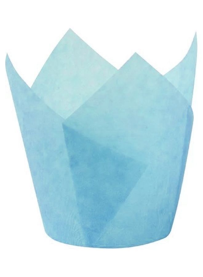 نيبمينينت طقم أكواب ورقية للكيك مقاومة للحرارة تأتي على شكل زهرة التوليب مكون من 50 قطعة أزرق