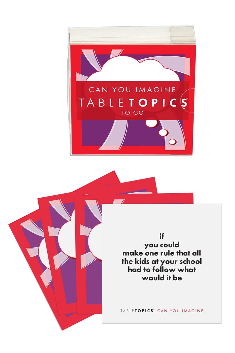 TableTopics Can You Imagine Questions Cards - 40 Fun Conversation Starter Cards , Fun Question Game - Conversation Cards for Family & Friends, Great for Game Night, Parties & Gatherings - Image 1