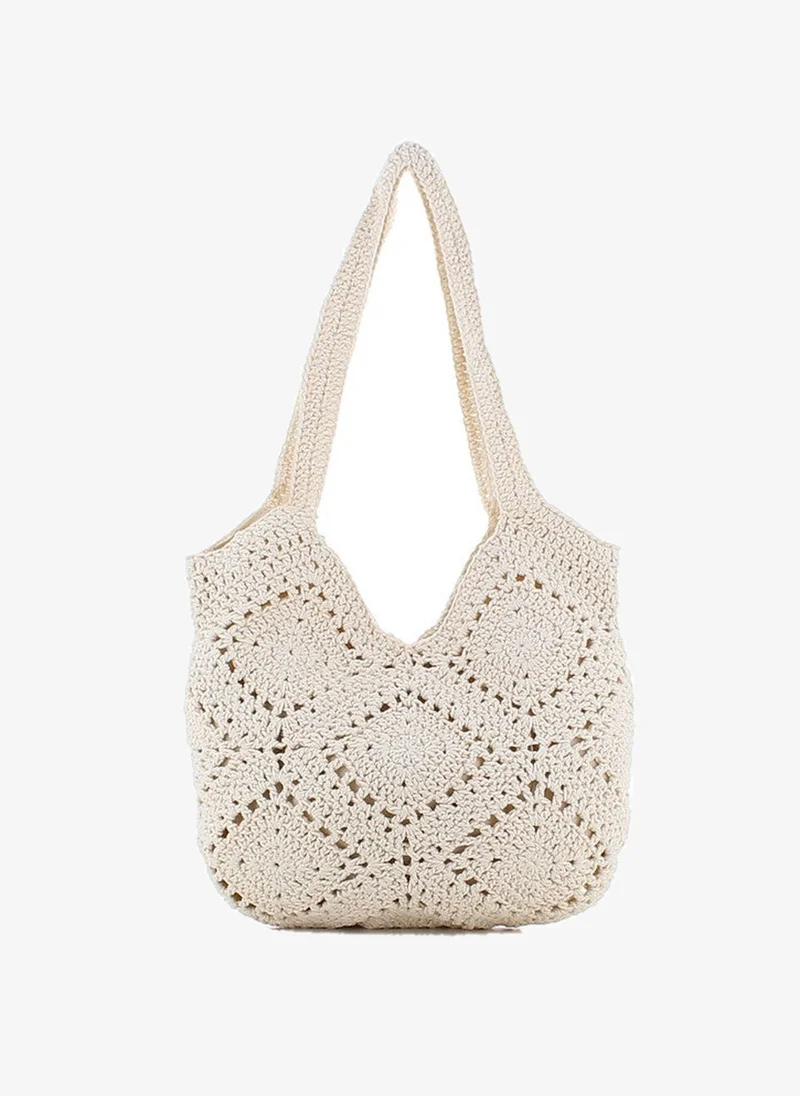 Marina Galanti Marina Galanti Women's Borutta Crochet-Effect Shopper Bag with Magnetic Closure – Off White