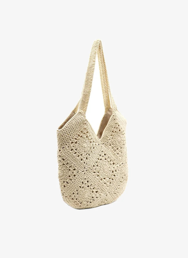 Marina Galanti Marina Galanti Women's Borutta Crochet-Effect Shopper Bag with Magnetic Closure – Off White