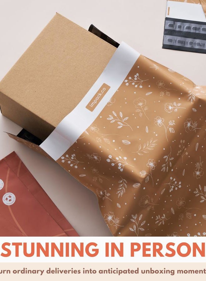 Impack Poly Mailers 14.5x19-25 Pack Biodegradable Shipping Bags for Clothes and Large Items - Impack Self-Seal Waterproof Thick Mailing Envelope for Accessories & Clothing - Floral Chestnut - Image 3