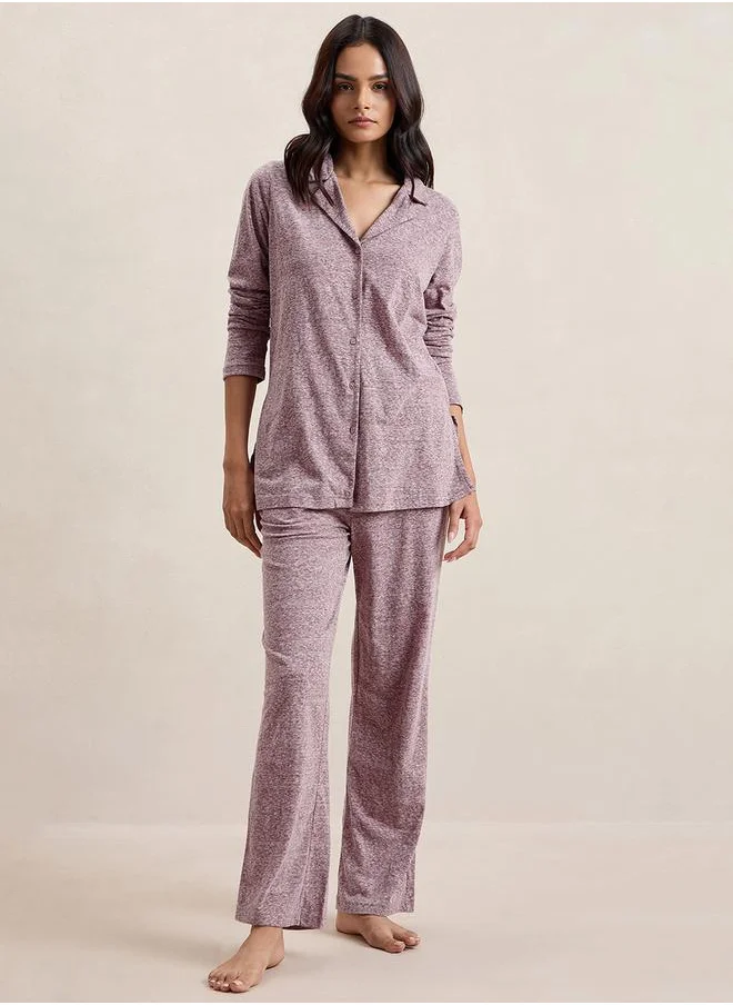 Femmella Melange Button Down Top & Pants Co-Ords by Styli