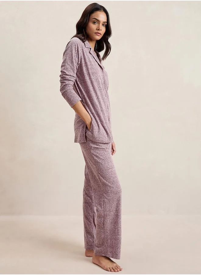 Femmella Melange Button Down Top & Pants Co-Ords by Styli