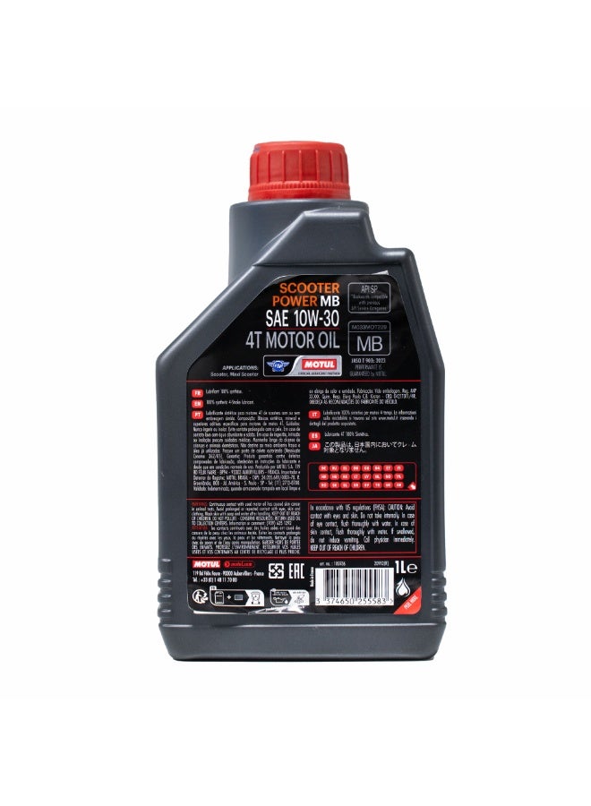 Motul SCOOTER POWER 4T 10W30 MB, 1 Liters - Image 2